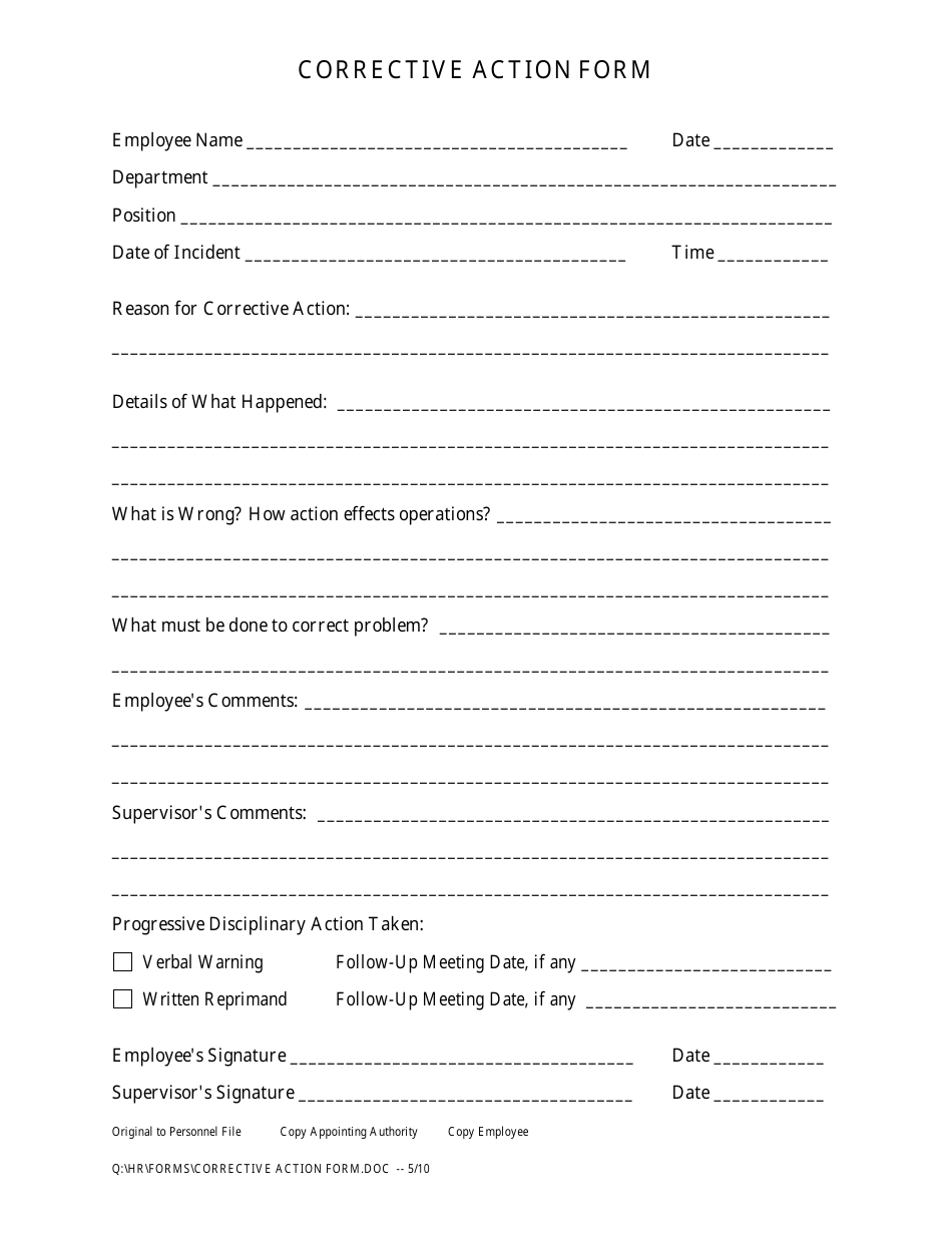 Corrective Action Form Fill Out Sign Online And Download Pdf