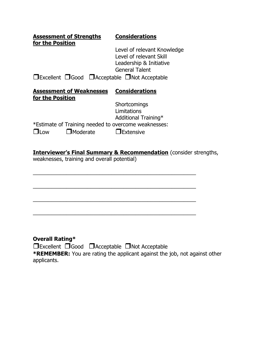 Interview Rating Forms, Page 3