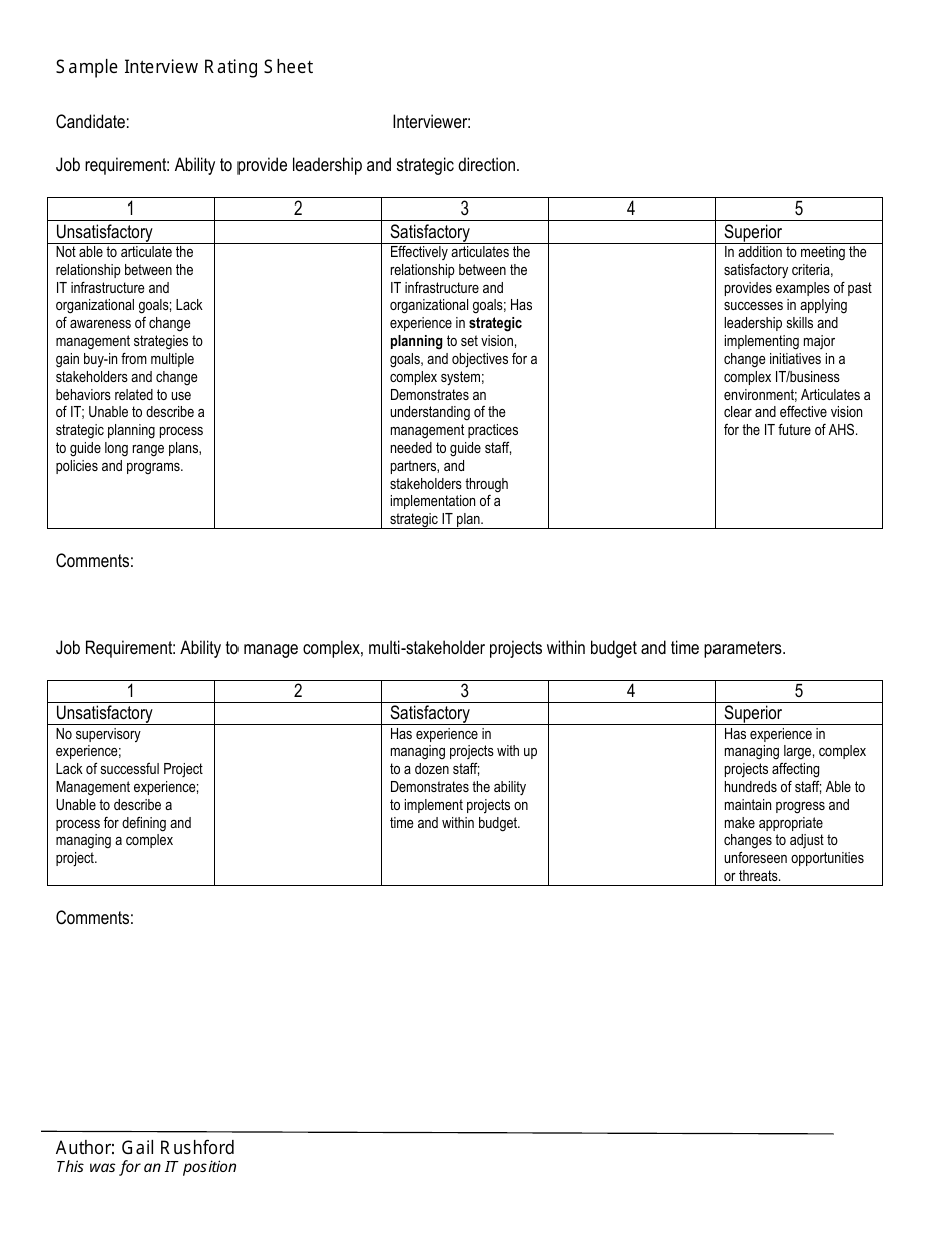 Interview Rating Forms, Page 5