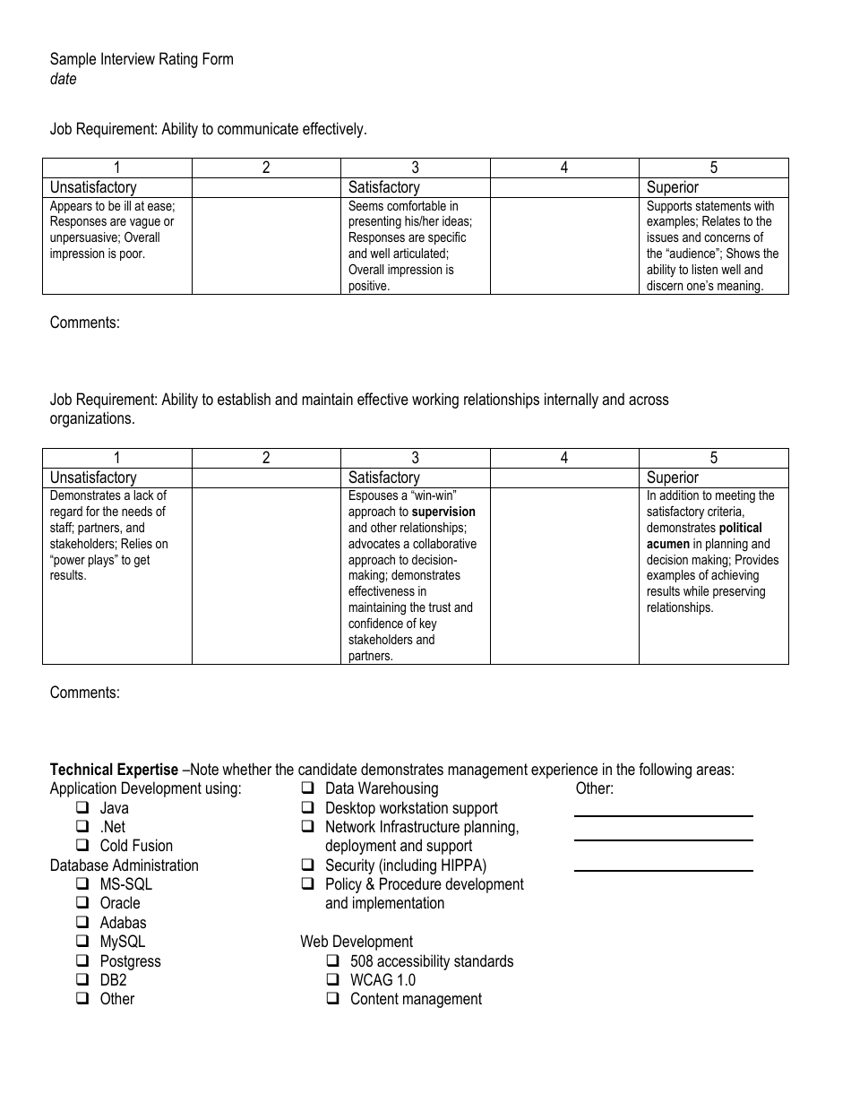 Interview Rating Forms, Page 6