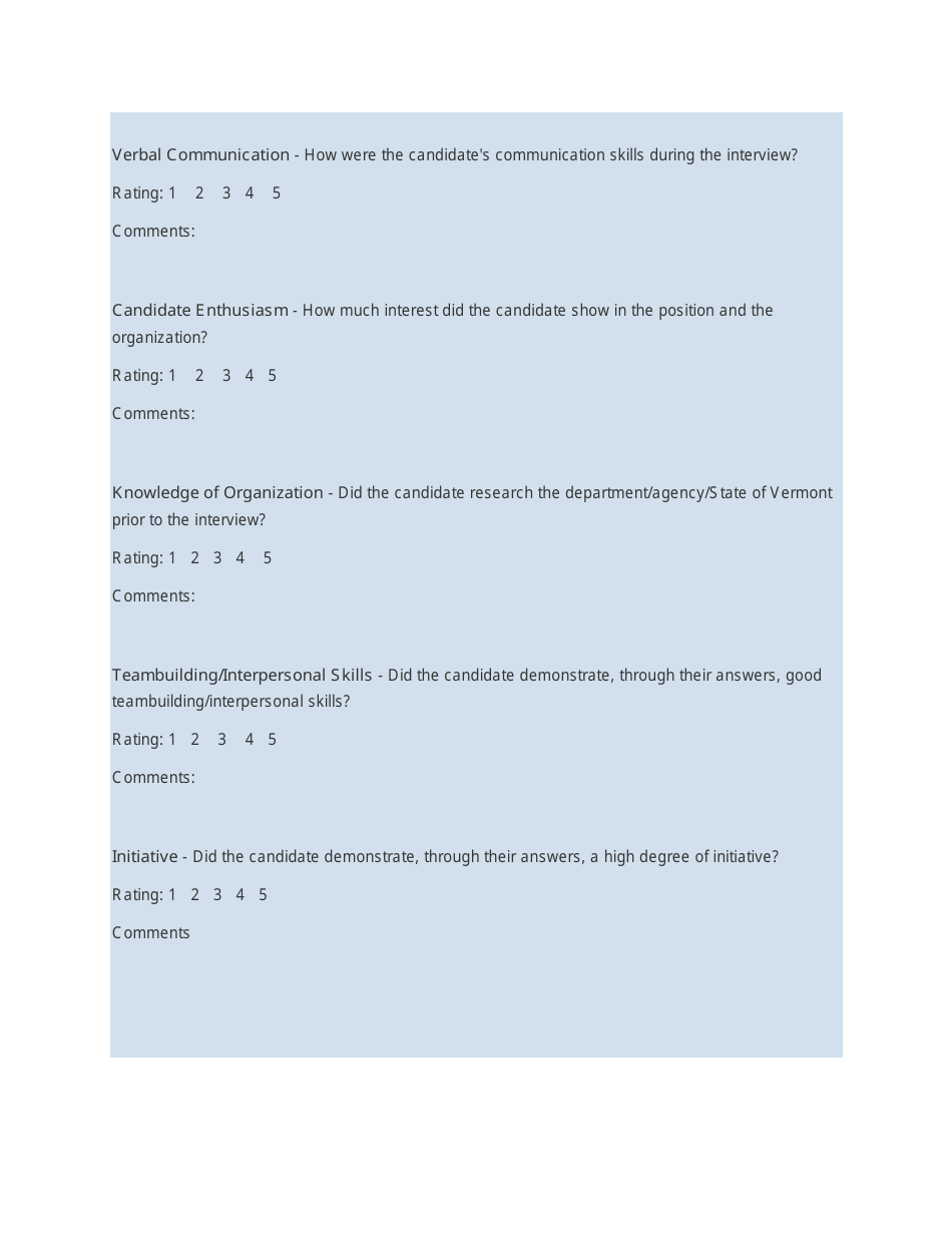 Interview Rating Forms, Page 8