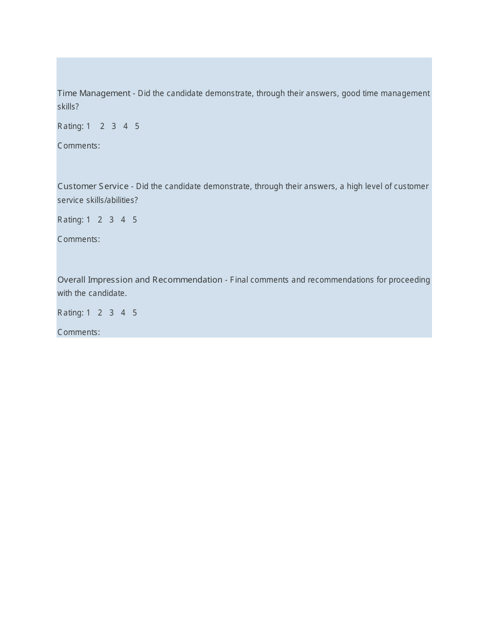 Interview Rating Forms, Page 9