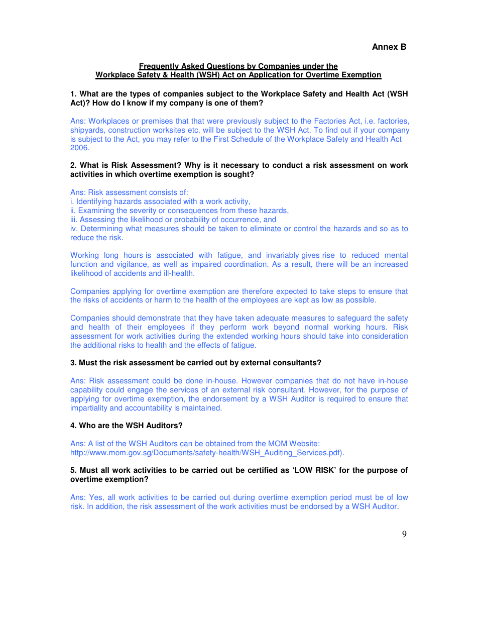 Application for Overtime Exemption in Excess of 72 Hours a Month Under Section 38(5) of the Employment Act - Singapore, Page 9