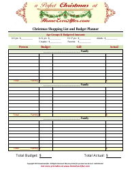 Document preview: Christmas Shopping List and Budget Planner Template