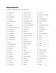 Expenses Check List Template