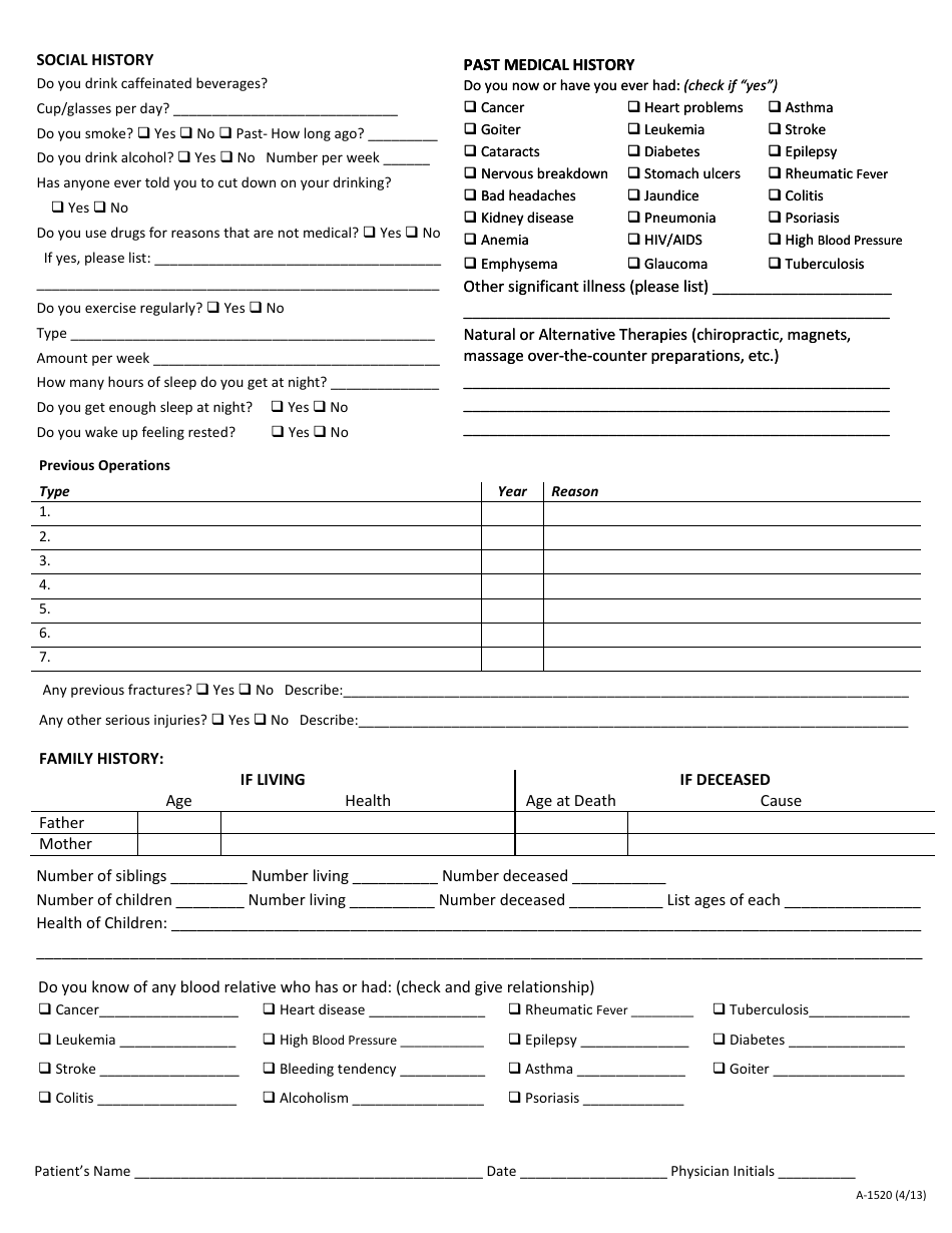 Patient Medical History Form - the Seattle Arthritis Clinic - Fill Out ...