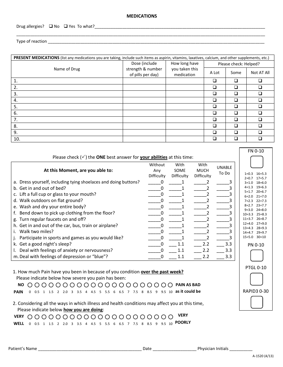 Patient Medical History Form - the Seattle Arthritis Clinic, Page 4
