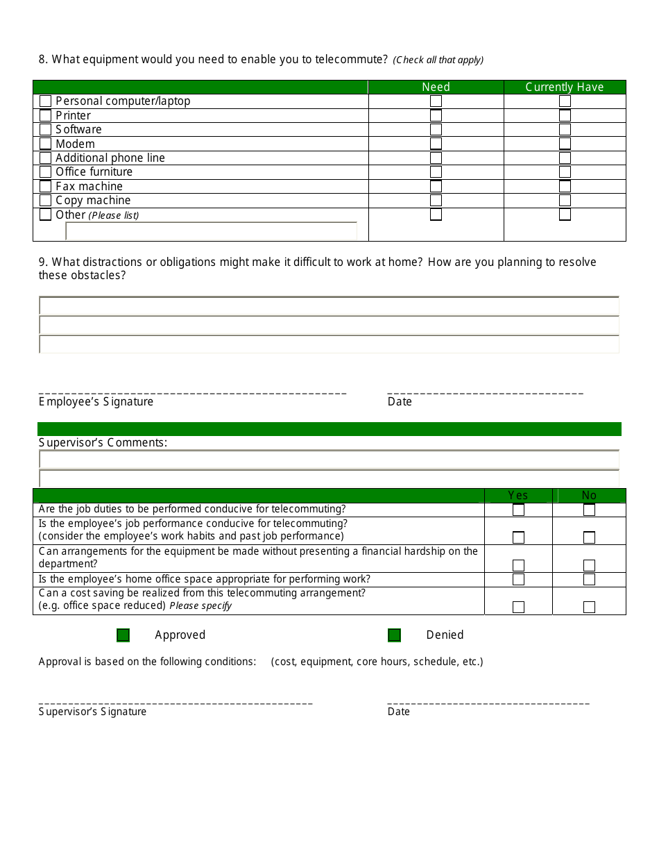 Telecommuting Request Form - Pinal County, Arizona, Page 3