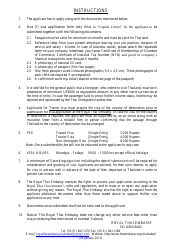Thai Visa Application Form - Royal Thai Embassy - Islamabad, Islamabad, Pakistan, Page 2