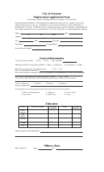 Document preview: Employment Application Form - City of Seymour, Indiana