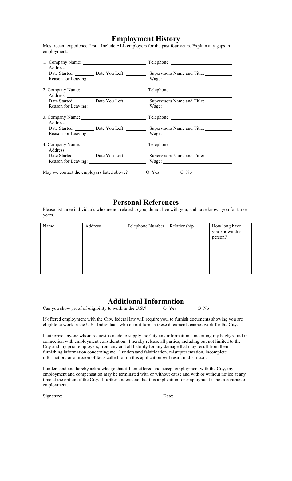 City of Seymour, Indiana Employment Application Form - Fill Out, Sign ...