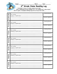 Document preview: 6th Grade Home Reading Log
