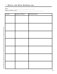 Notice and Note Reading Log Template