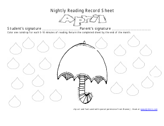 &quot;April Nightly Reading Record Sheet&quot;