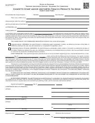 Document preview: OTC Form BT-157 Cigarette Stamp and/or Unstamped Tobacco Products Tax Bond (Surety Bond Form) - Oklahoma