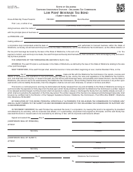Document preview: OTC Form BT-166 Low Point Beverage Tax Bond (Surety Bond Form) - Oklahoma