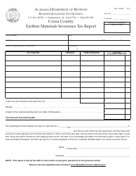 Document preview: Form B&L: CCEM-1 Earthen Materials Severance Tax Report - Coosa County, Alabama