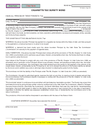 Form TC-763C Cigarette Tax Surety Bond - Utah