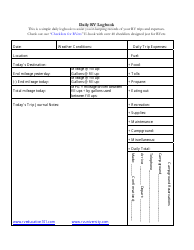 &quot;Daily Rv Logbook Template&quot;