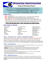 Document preview: Operation Identification Inventory List - Anchorage, Alaska