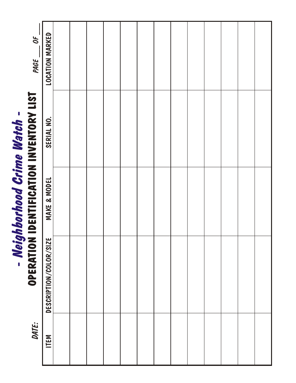 Operation Identification Inventory List - Anchorage, Alaska, Page 3