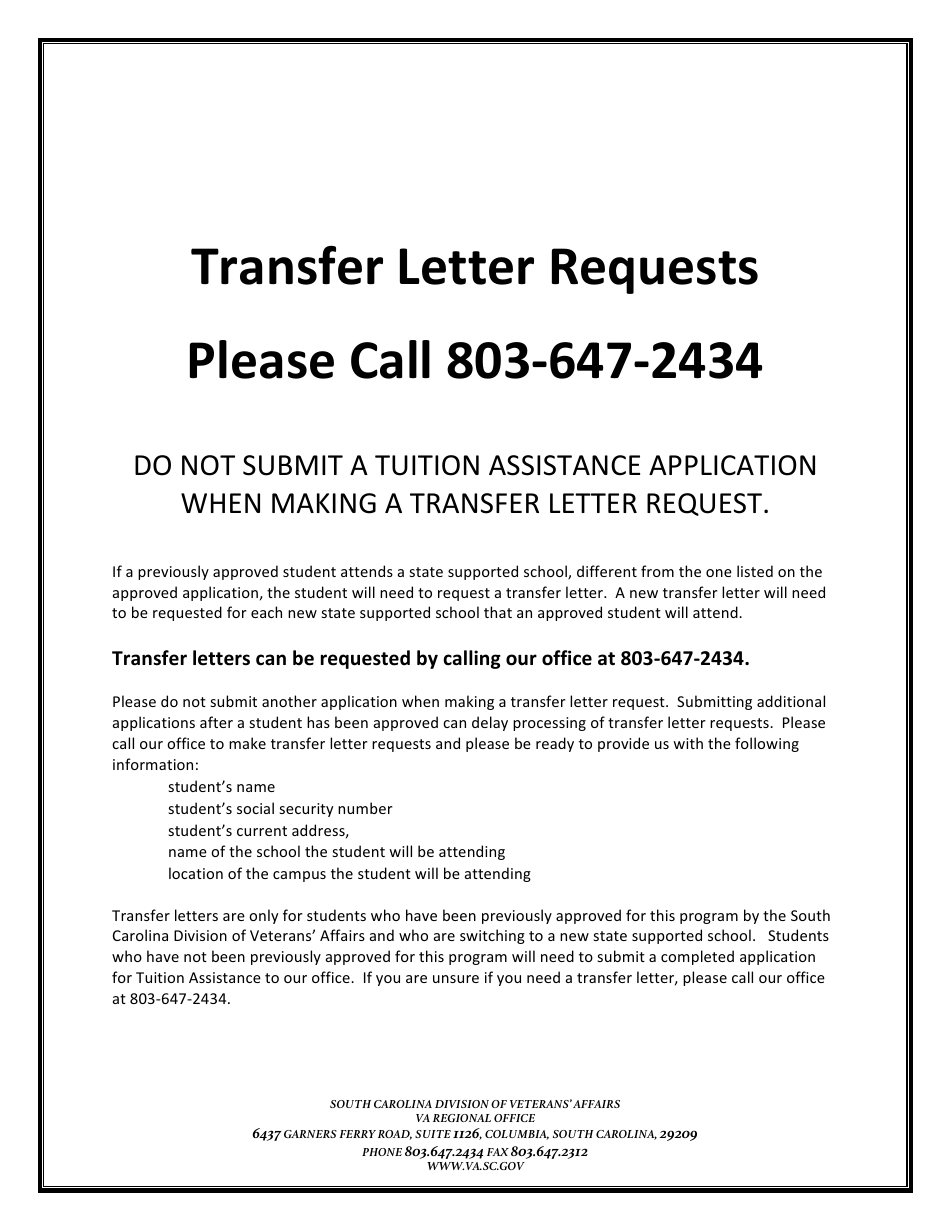 Application for Tuition Assistance for Certain War Veterans Children - South Carolina, Page 3