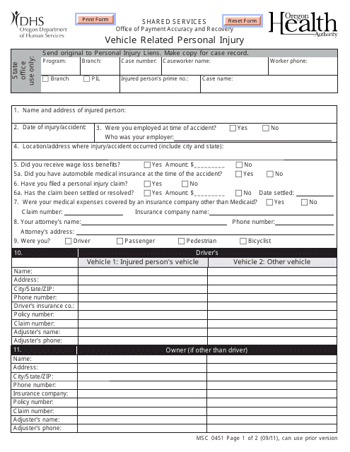 Form MSC0451  Printable Pdf