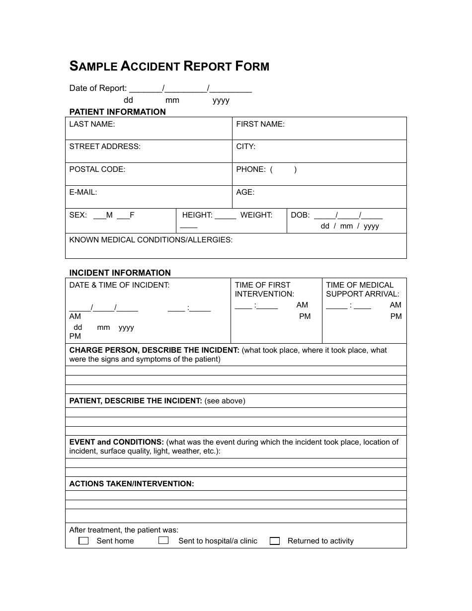 Accident Report Form, Page 1