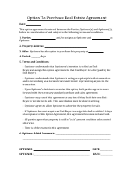 Document preview: Option to Purchase Real Estate Agreement Template - Six Points