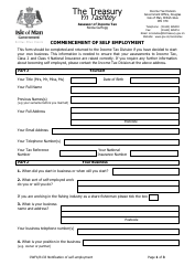 Document preview: Form CWF1/R133 Commencement of Self Employment - Isle of Man