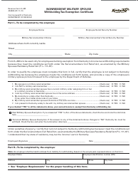 Form K-4M Nonresident Military Spouse Withholding Tax Exemption Certificate - Kentucky