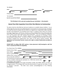 Document preview: Home Pass-Site Inspection Form - Fort Des Moines, Iowa