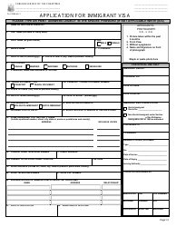 Document preview: Philippines Immigrant Visa Application Form - Embassy of the Philippines - Washington, D.C.