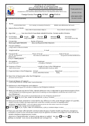 FA Form 2-A &quot;Application for Non-immigrant Visa&quot; - Philippines