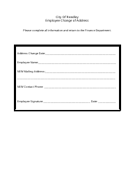 Document preview: Employee Change of Address Form - City of Reedley, California