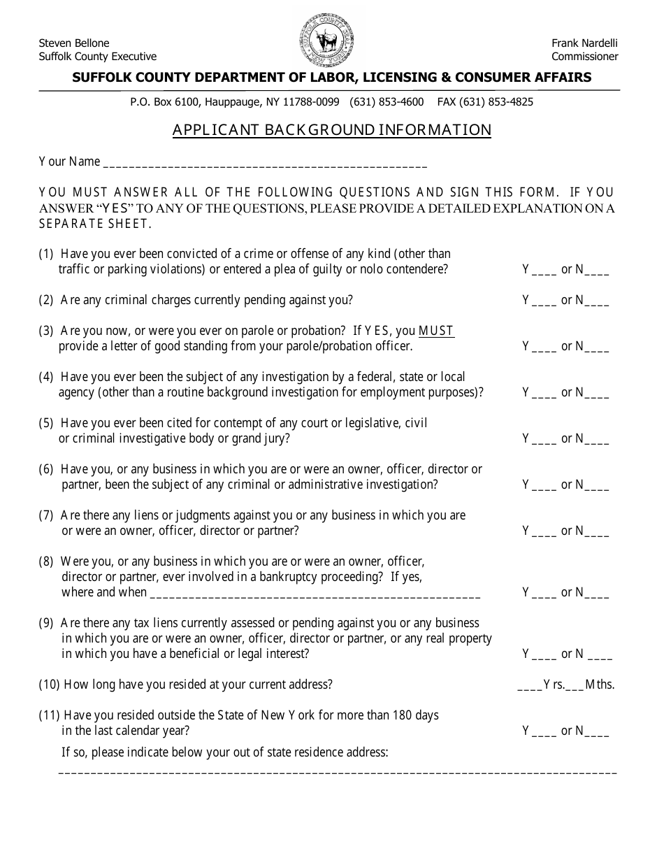 Form CA-L21 Home Improvement Salesperson License Application - Suffolk County, New York, Page 3