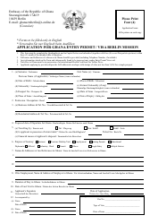 Document preview: Application for Ghana Entry Permit / Visa Berlin Mission - Embassy of the Republic of Ghana - Berlin, Germany