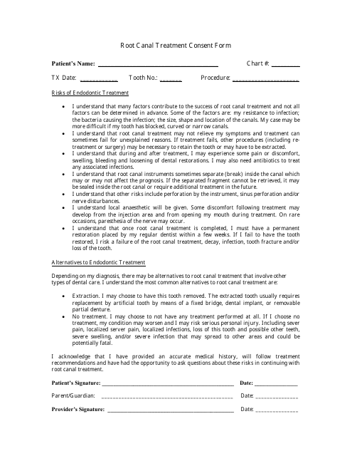 Root Canal Treatment Consent Form