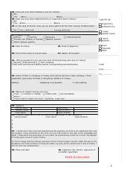Turkish Visa Application Form, Page 2