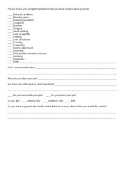 Pet Hospital New Client Form, Page 2