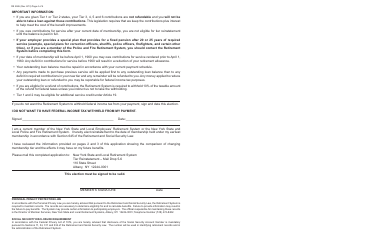 Form RS5506 Application to Reinstate a Former Tier 1 or 2 Membership - New York, Page 3