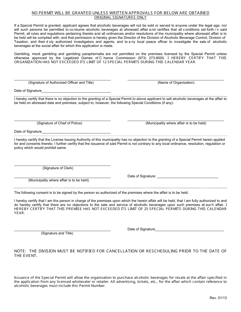 Application for Social Affair Permit [sa] - New Jersey, Page 3