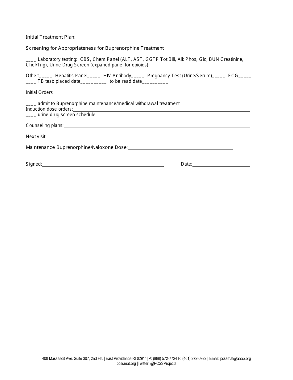 Buprenorphine Treatment Intake History and Physical Form - Pcss, Page 3