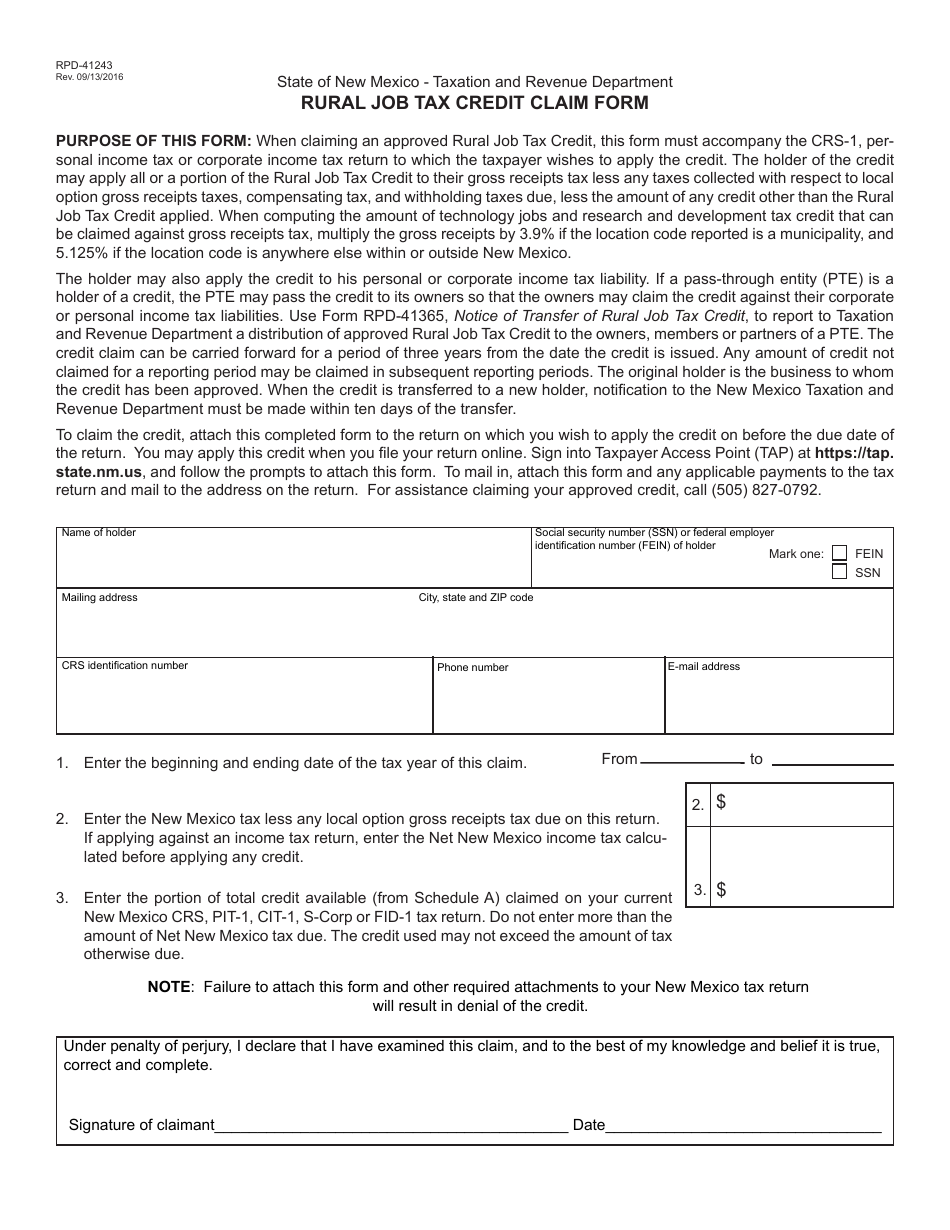 Form RPD-41243 - Fill Out, Sign Online and Download Printable PDF, New ...