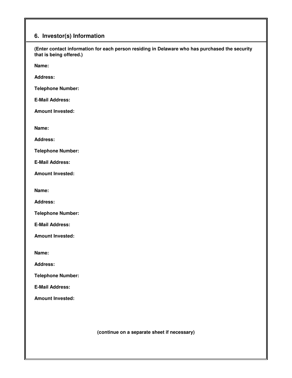 Form LOE Notice of Limited Offering Exemption - Delaware, Page 4