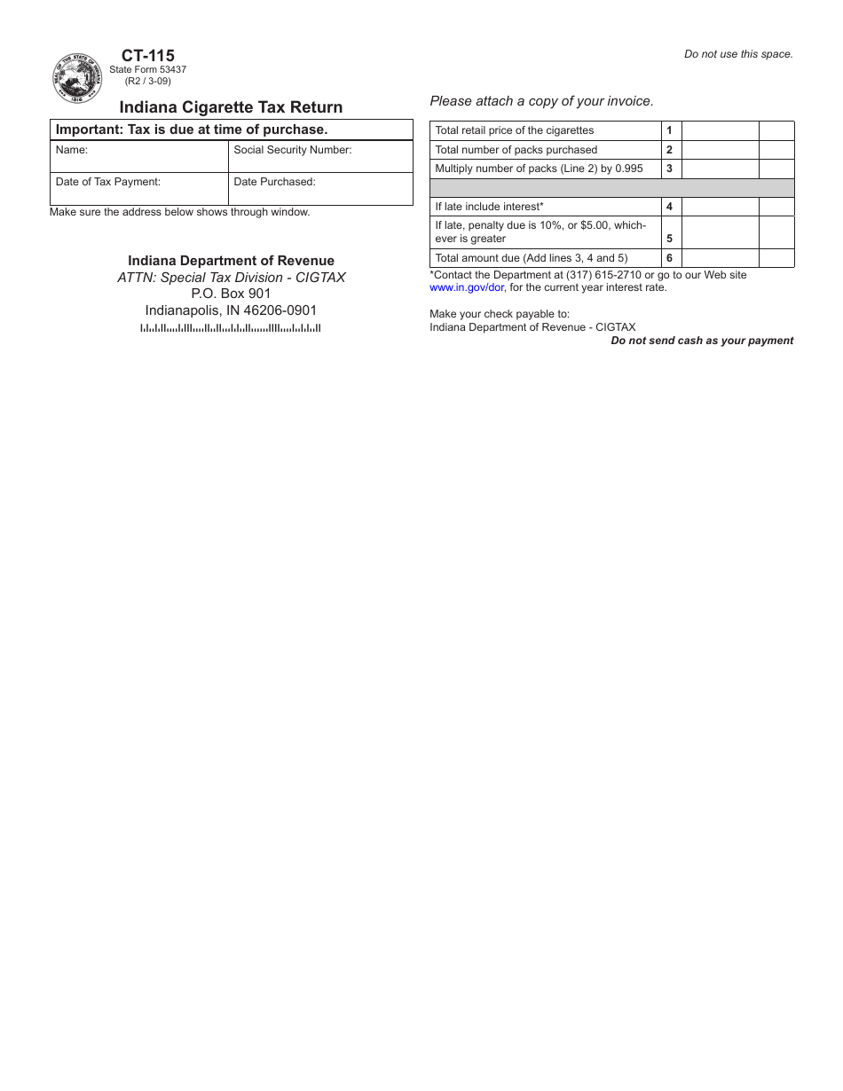Form CT115 (State Form 53437) Download Fillable PDF or Fill Online
