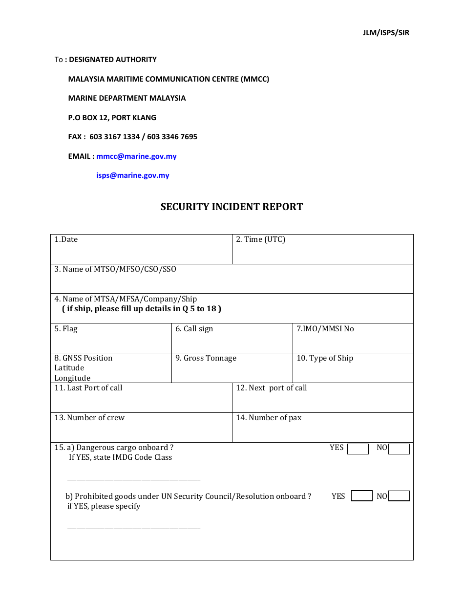 Security Incident Report - Malaysia, Page 1