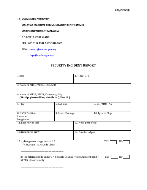 Security Incident Report - Malaysia Download Pdf