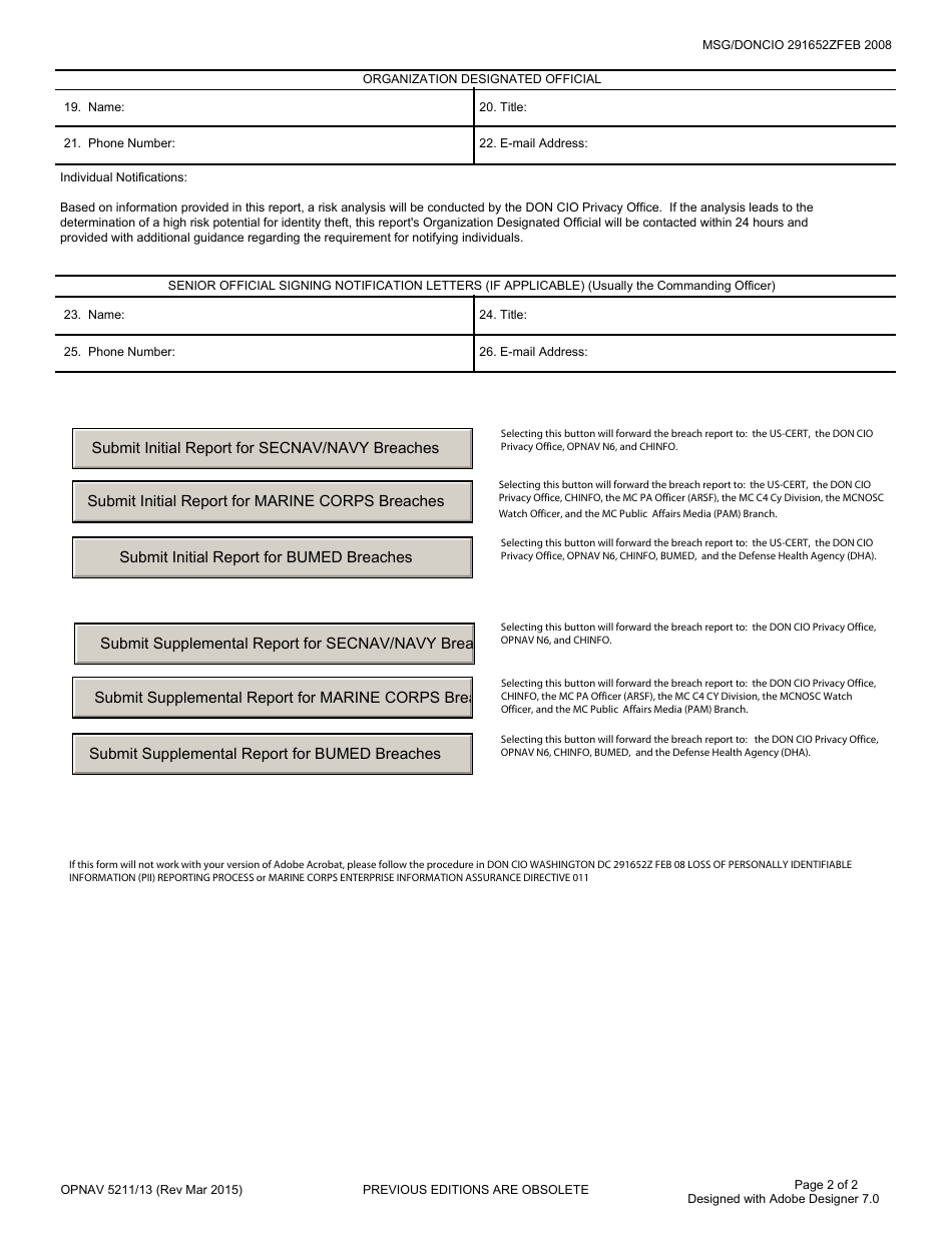 OPNAV Form 5211/13 Fill Out, Sign Online and Download Fillable PDF