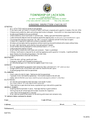 Document preview: Housing Inspection Checklist - Jackson Township, New Jersey